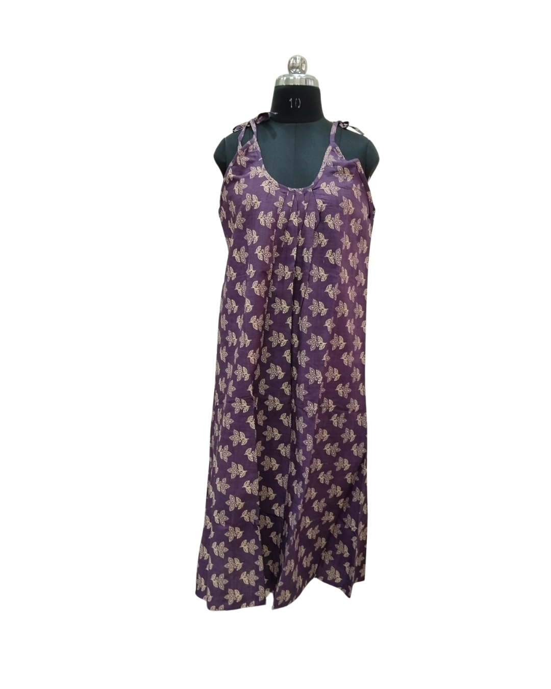HALF STRING GOWN – SMALL MOTIF PRINT - DARK PURPLE - 201C -2