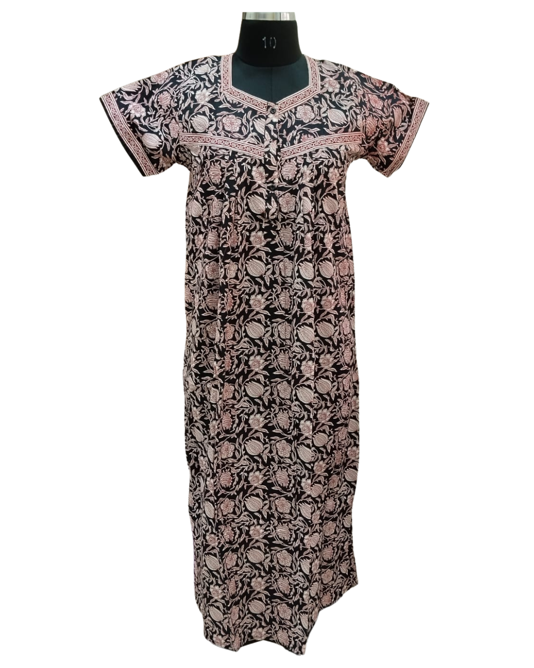 PLEATED FULL LENGTH LACE MEDIUM - FLORAL PRINT- BLACK - 401E u