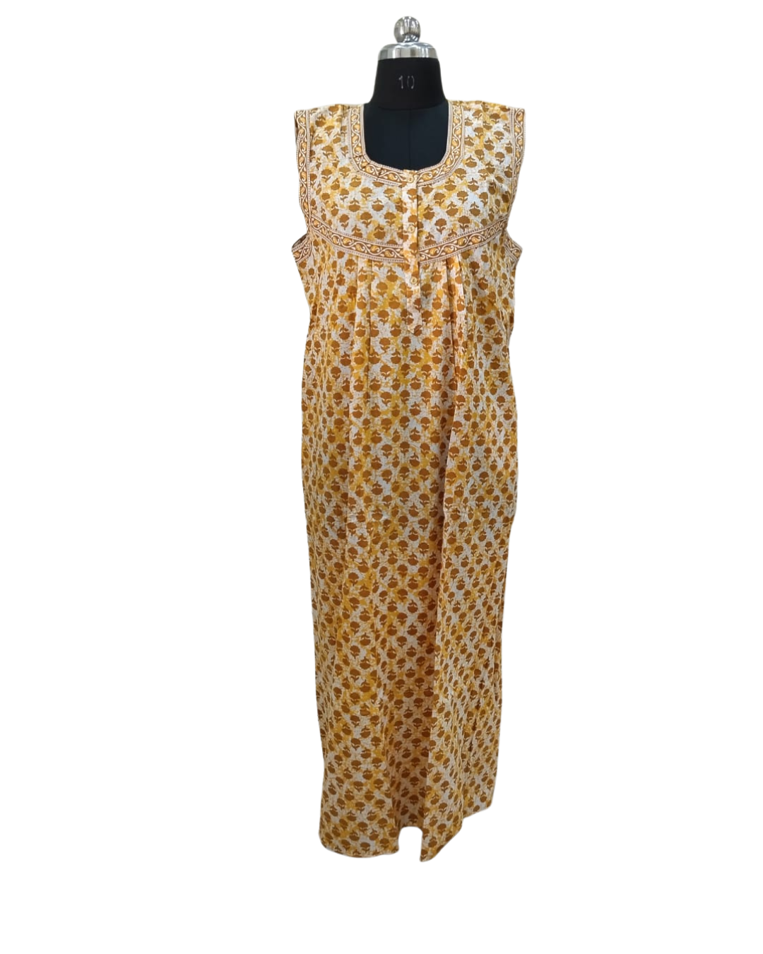 SLEEVELESS FULL LENGTH REGULAR - SMALL FLORAL PRINT-MUSTARD - 406f