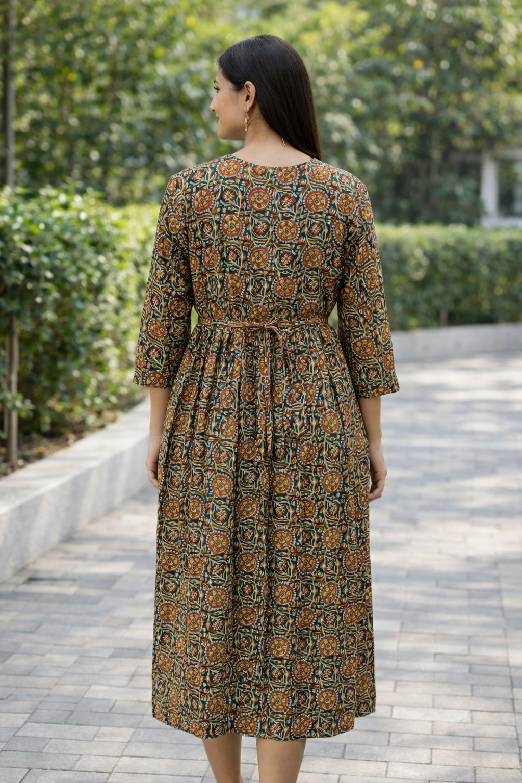 FEEDING GOWN - FLORAL VINE PRINT - DARK GREEN - FGH08