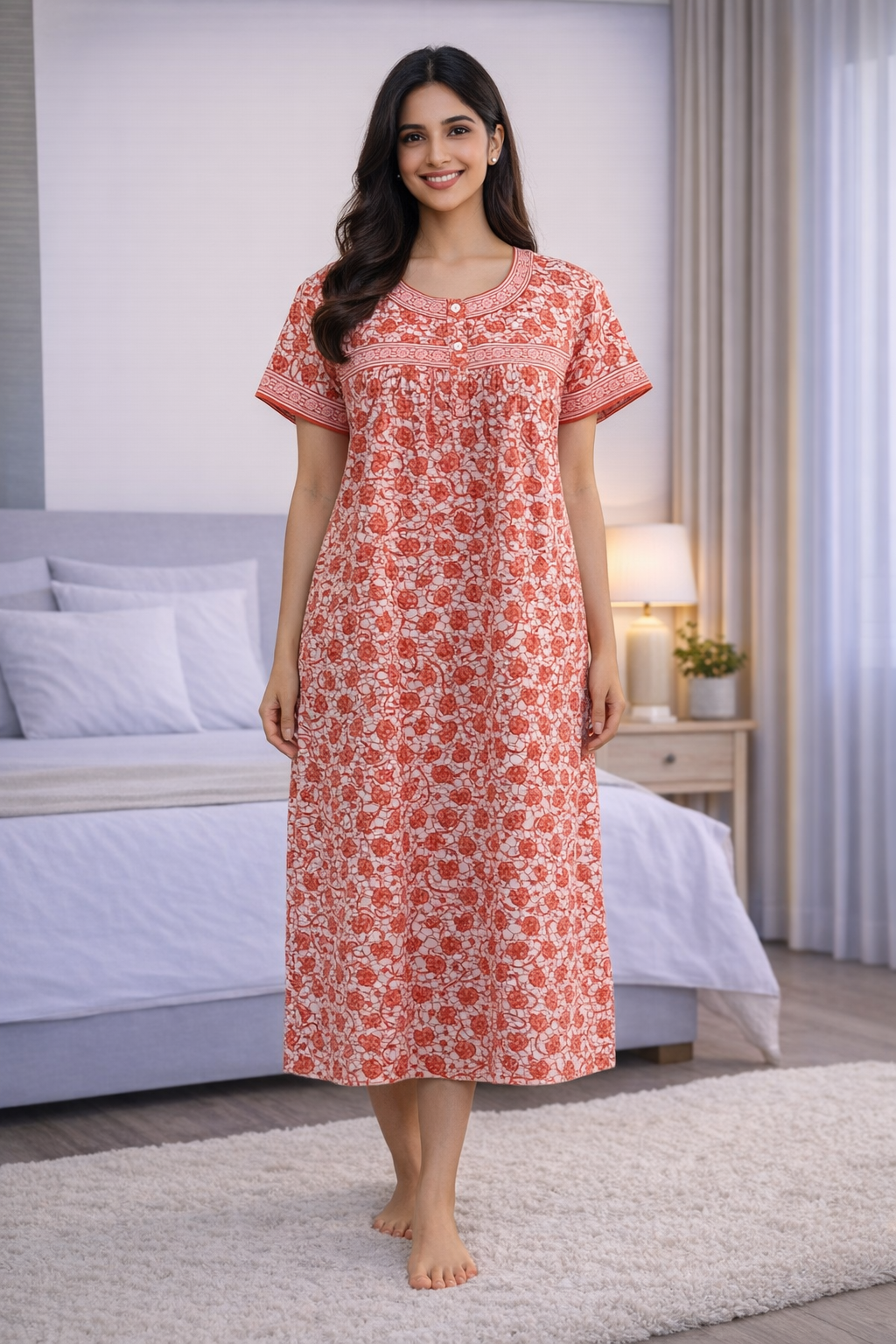 3/4 NIGHTY - ORANGE ON WHITE- 201A - 63