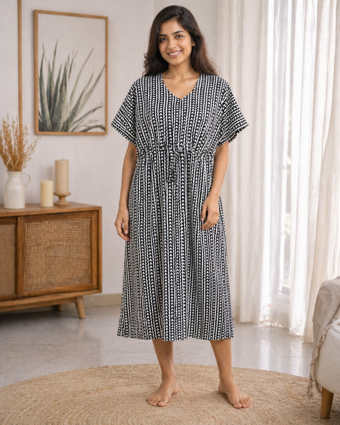Half Khaftan – Zigzag print - Black - SK09