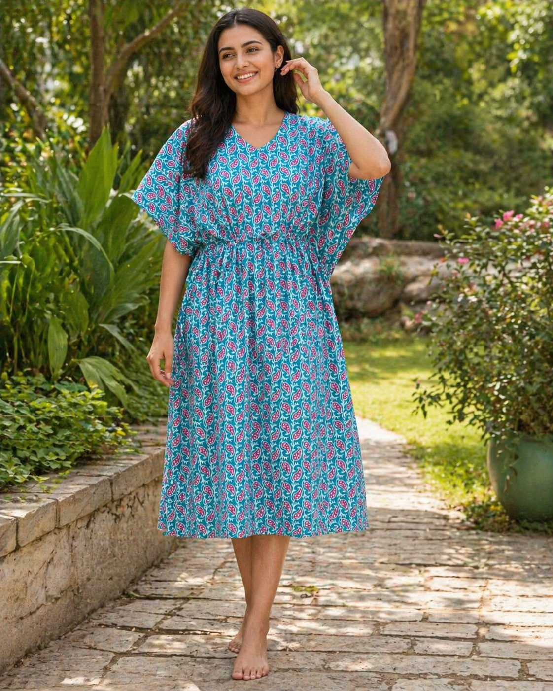 Half Khaftan – Koiri print - Sea green - SK16