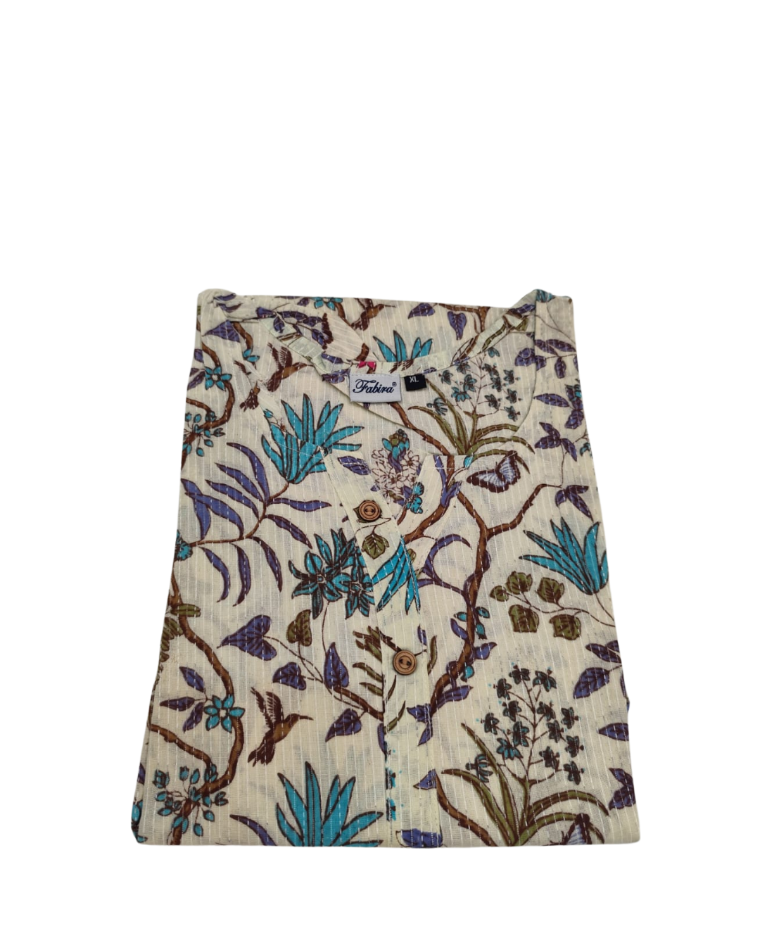 COTTON SHORT TOP - BOTANICAL PRINT - CREAM - 205S8