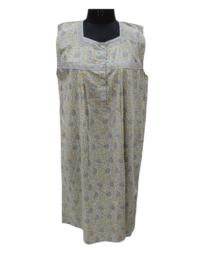 3/4 NIGHTY - LIGHT-BEIGE WITH GREY - 201B - 55