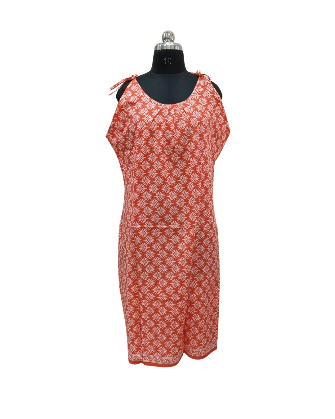 HALF STRING GOWN – LEAF MOTIF PRINT - ORANGE - 201C - 4