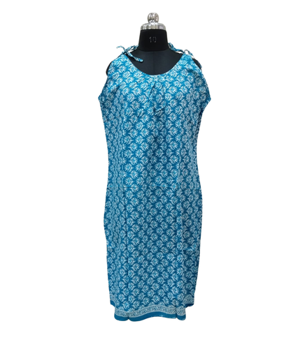 HALF STRING GOWN – LEAF PRINT - SKY BLUE- 201C - 13