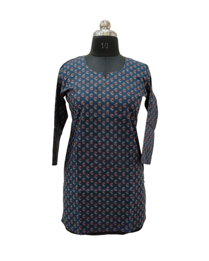 COTTON SHORT TOP - BUTI PRINT - NAVY BLUE - 205S37