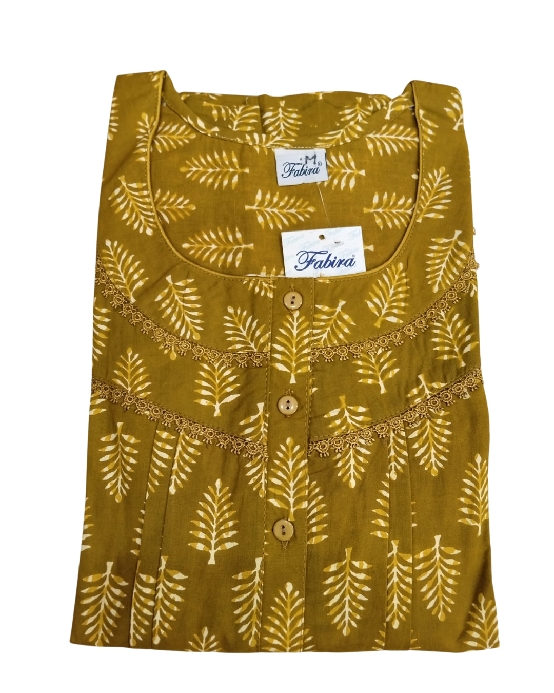 PLEATED FULL-LENGTH LACE REGULAR - LEAF PRINT- BROWN, MARSHY GREEN, MAROON & CLASSIC BLUE - 501-d