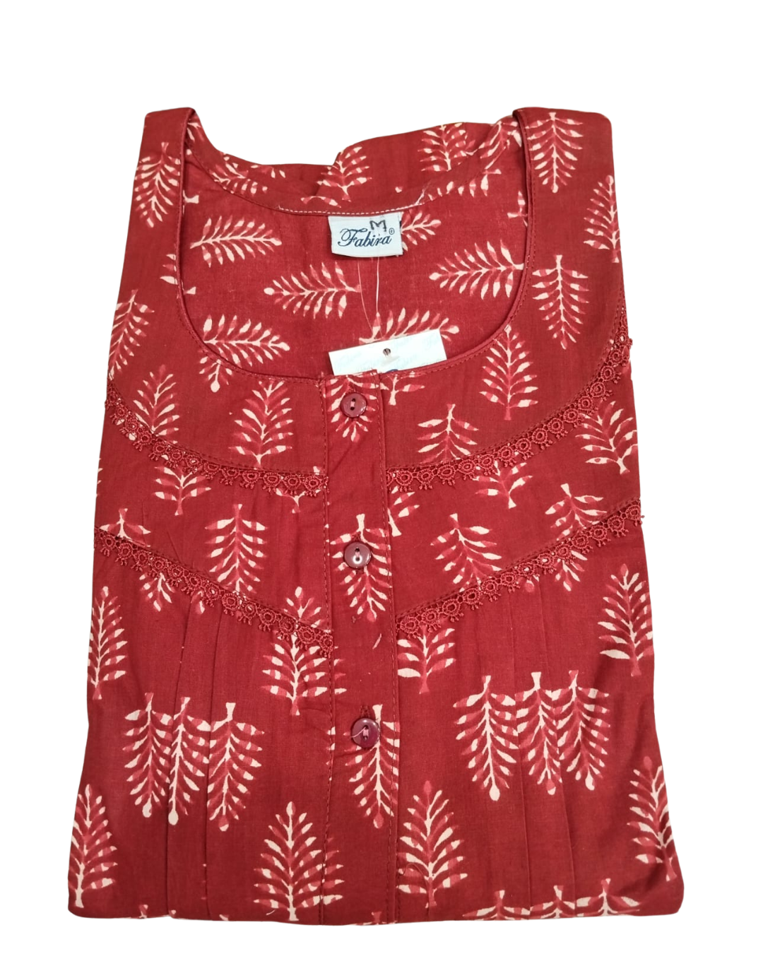 PLEATED FULL-LENGTH LACE REGULAR - LEAF PRINT- BROWN, MARSHY GREEN, MAROON & CLASSIC BLUE - 501-d