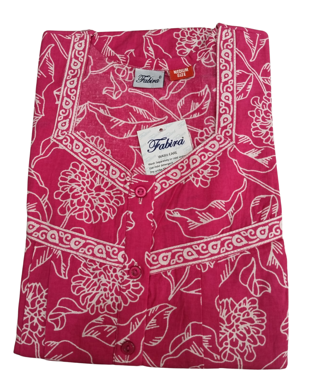 PLEATED FULL LENGTH MEDIUM - FLORAL & LEAF PRINT-TURQUOISE BLUE, MUSTARD & DARK PINK - 401Eb