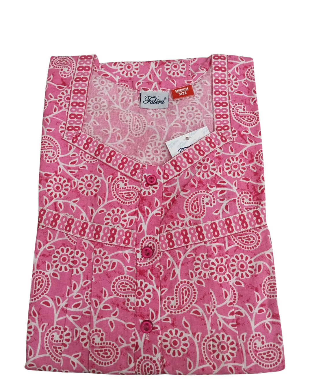 PLEATED FULL LENGTH MEDIUM - DOTTED PAISLEY PRINT- SKY BLUE, LIME GREEN & PINK - 401Ed
