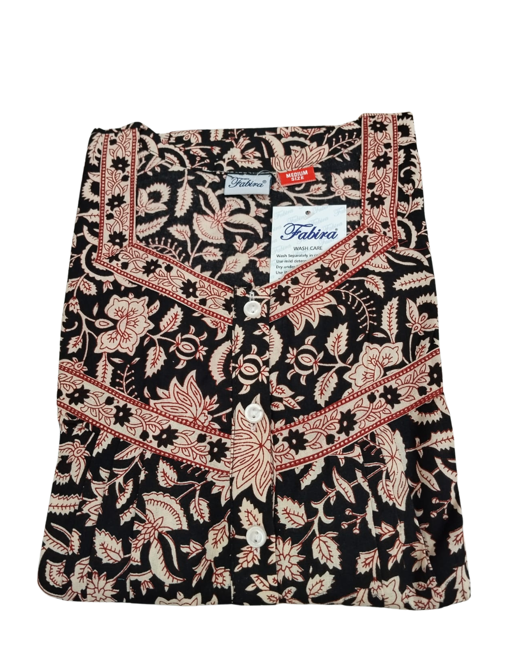 PLEATED FULL LENGTH MEDIUM - KALAMKARI PRINT- BOTTLE GREEN, BLACK & BLUE - 401E f