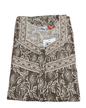 PLEATED FULL LENGTH MEDIUM - DOTTED LEAF PRINT- RUST ORANGE, GREY, GREEN & GRAPE - 401E j