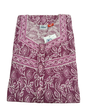 PLEATED FULL LENGTH MEDIUM - DOTTED LEAF PRINT- RUST ORANGE, GREY, GREEN & GRAPE - 401E j