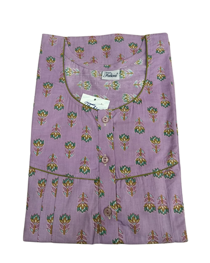 PLEATED FULL LENGTH REGULAR - MOTIF PRINT- PEACH, LAVENDER, BLUE & PINK - 405 - P14