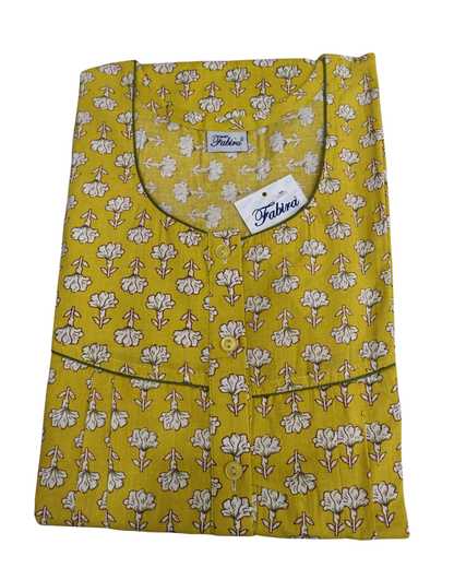 PLEATED FULL LENGTH REGULAR - MOTIF PRINT- PASTEL GREEN, DARK PINK & YELLOW - 405 - P15