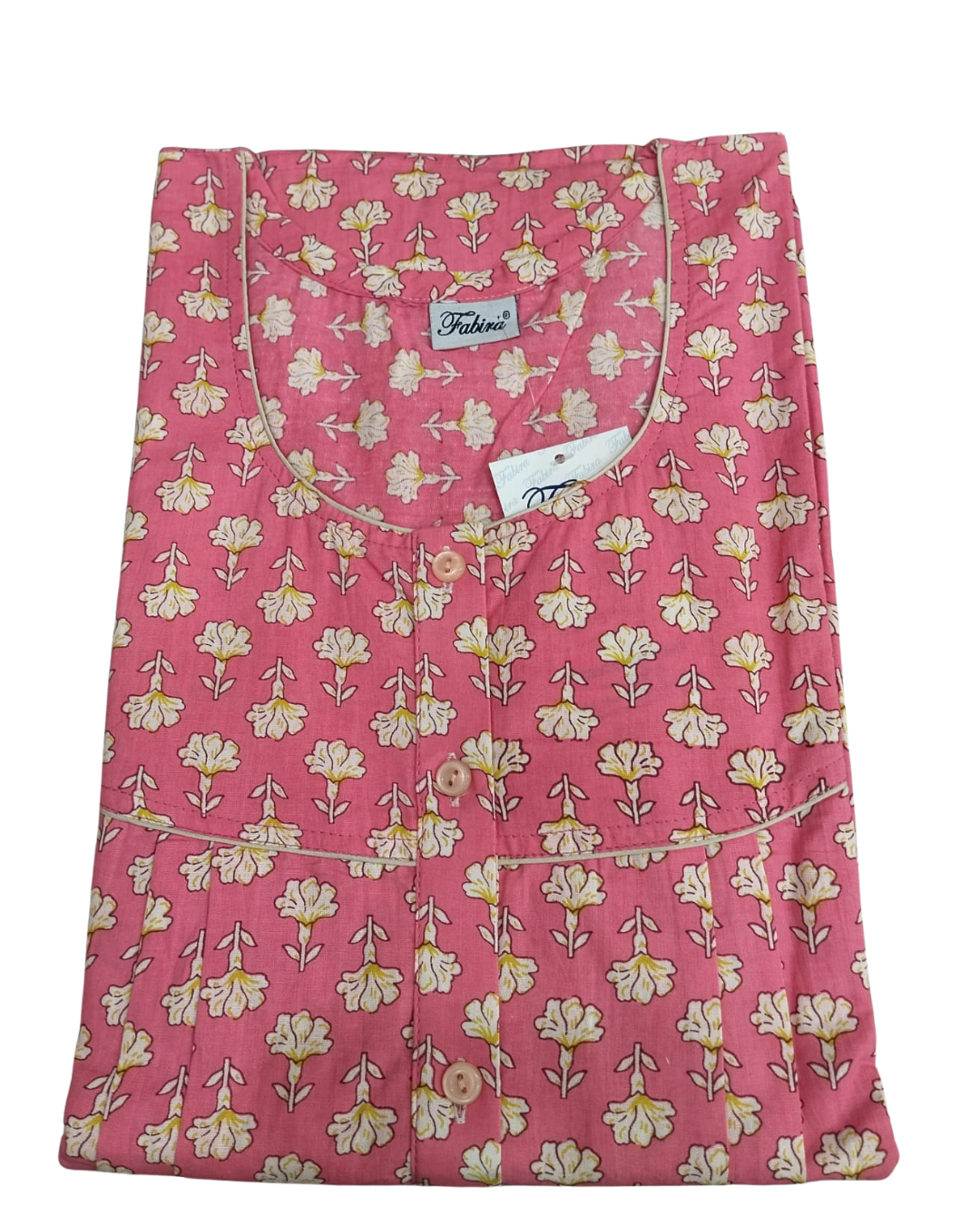 PLEATED FULL LENGTH REGULAR - MOTIF PRINT- PASTEL GREEN, DARK PINK & YELLOW - 405 - P15