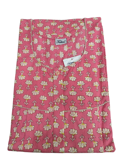 PLEATED FULL LENGTH REGULAR - MOTIF PRINT- PASTEL GREEN, DARK PINK & YELLOW - 405 - P15