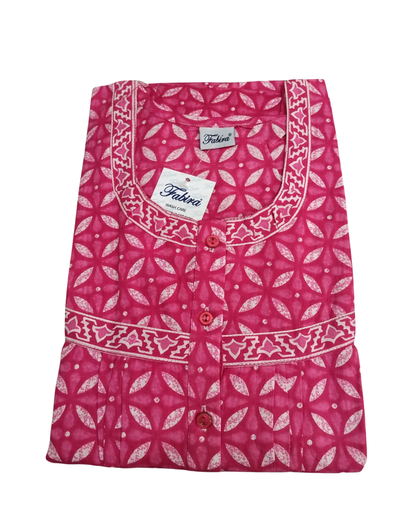 PLEATED FULL LENGTH REGULAR - GEOMETRICAL PRINT- ORANGE, DARK PINK & LIME GREEN - 405 - P4