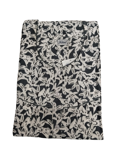 PLEATED FULL LENGTH REGULAR - LILY PRINT- LILAC, GREY, PINK & YELLOW - 405 - P11