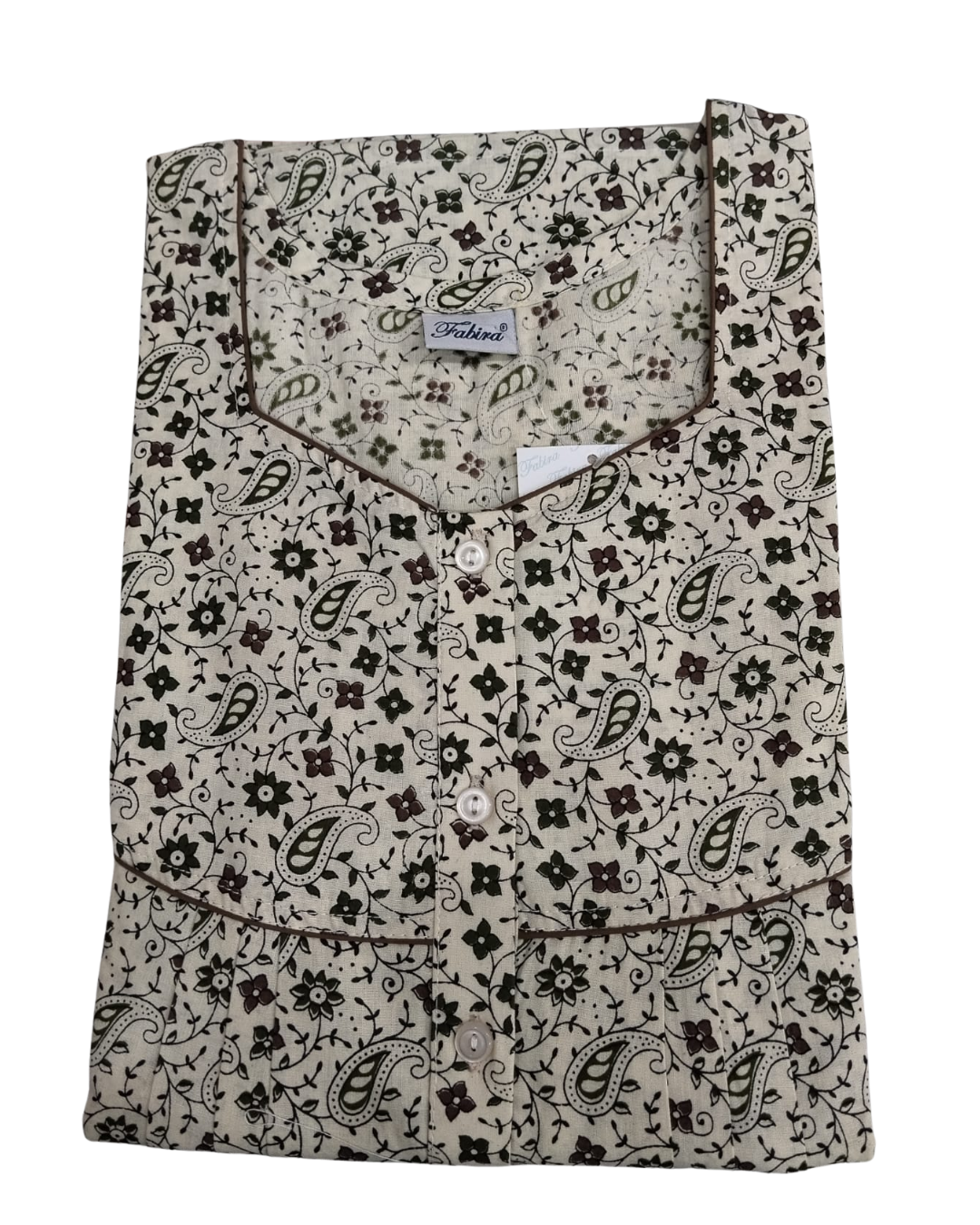 PLEATED FULL LENGTH REGULAR - KOIRI & VEL PRINT- BLUE, BROWN & RED ON CREAM BASE - 405 - P13