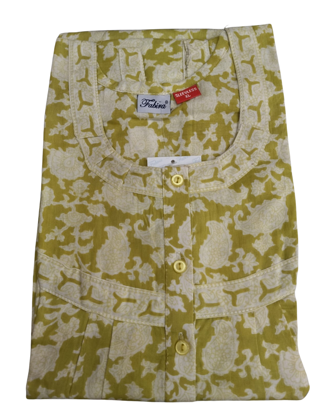 SLEEVELESS FULL LENGTH REGULAR NIGHTY - KOIRI PRINT- LILAC, TEAL GREEN, PASTEL PINK & LIME GREEN - 406Ae XL