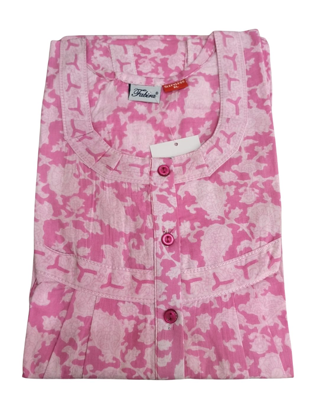 SLEEVELESS FULL LENGTH REGULAR NIGHTY - KOIRI PRINT- LILAC, TEAL GREEN, PASTEL PINK & LIME GREEN - 406Ae XL