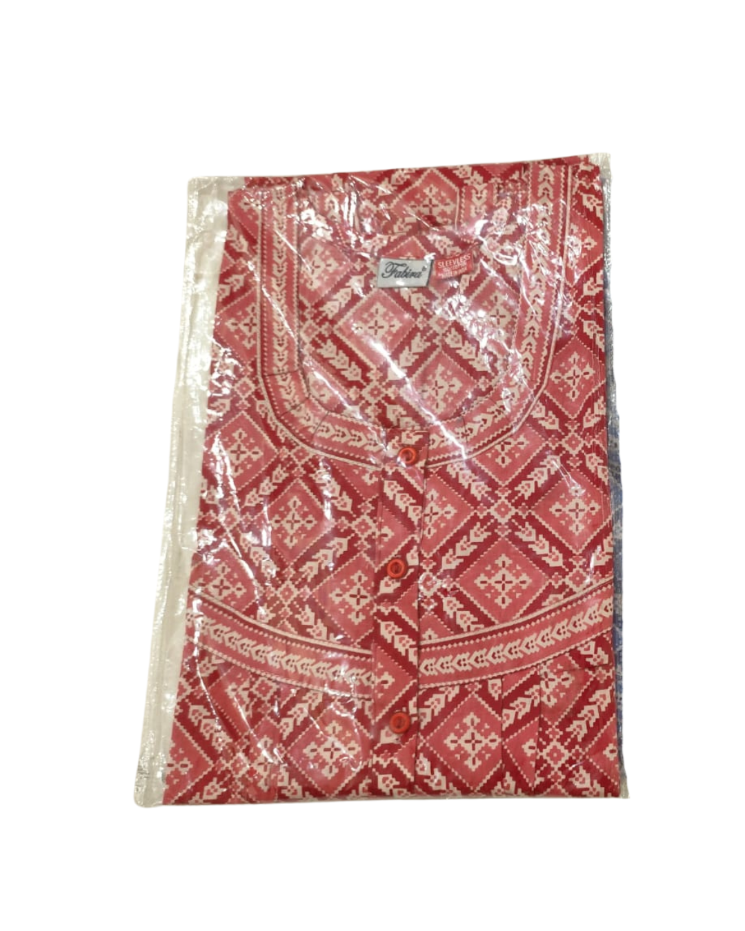 SLEEVELESS FULL LENGTH REGULAR - GEOMETRIC DIAMOND PRINT-PINK & RED - 406g