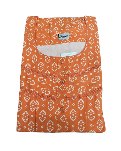 PLEATED FULL-LENGTH LACE REGULAR - MOTIF PRINT- PINK, GREY, YELLOW, BLUEISH GREY & PEACH - 501-a