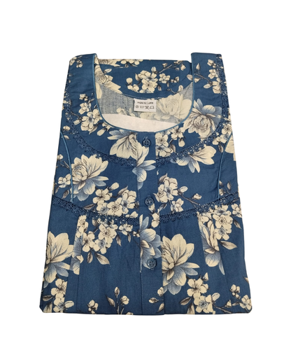 PLEATED FULL-LENGTH LACE REGULAR - MOTIF PRINT- PLUM, CLASSIC BLUE, DARK GREEN & OLIVE - 501-b