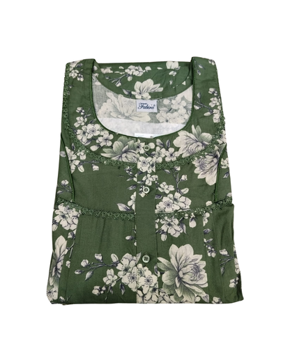 PLEATED FULL-LENGTH LACE REGULAR - MOTIF PRINT- PLUM, CLASSIC BLUE, DARK GREEN & OLIVE - 501-b