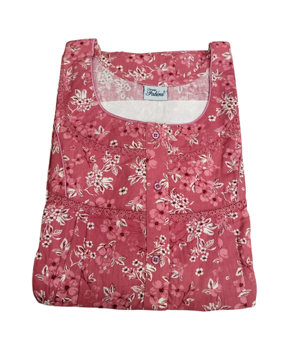 PLEATED FULL-LENGTH LACE REGULAR - CLUSTER FLORAL PRINT- LIGHT BROWN, POWDER BLUE & TURKISH ROSE - 501-e