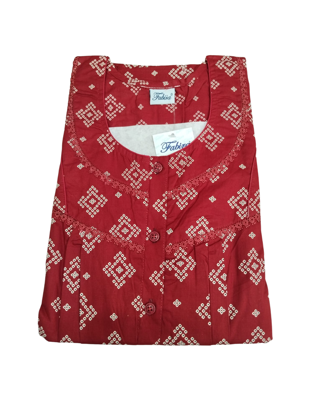 PLEATED FULL-LENGTH LACE REGULAR - BANDHANI PRINT- INDIGO, MAROON, DARK BROWN & RUST BROWN - 501-f