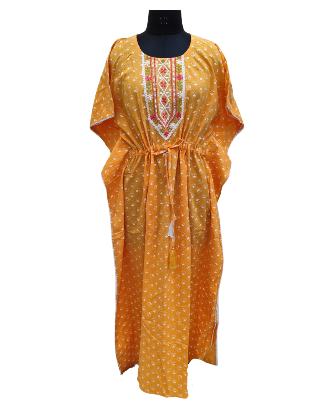 Khaftan – Full Length, Floral Buti Motif - Yellow & Peach - 610F