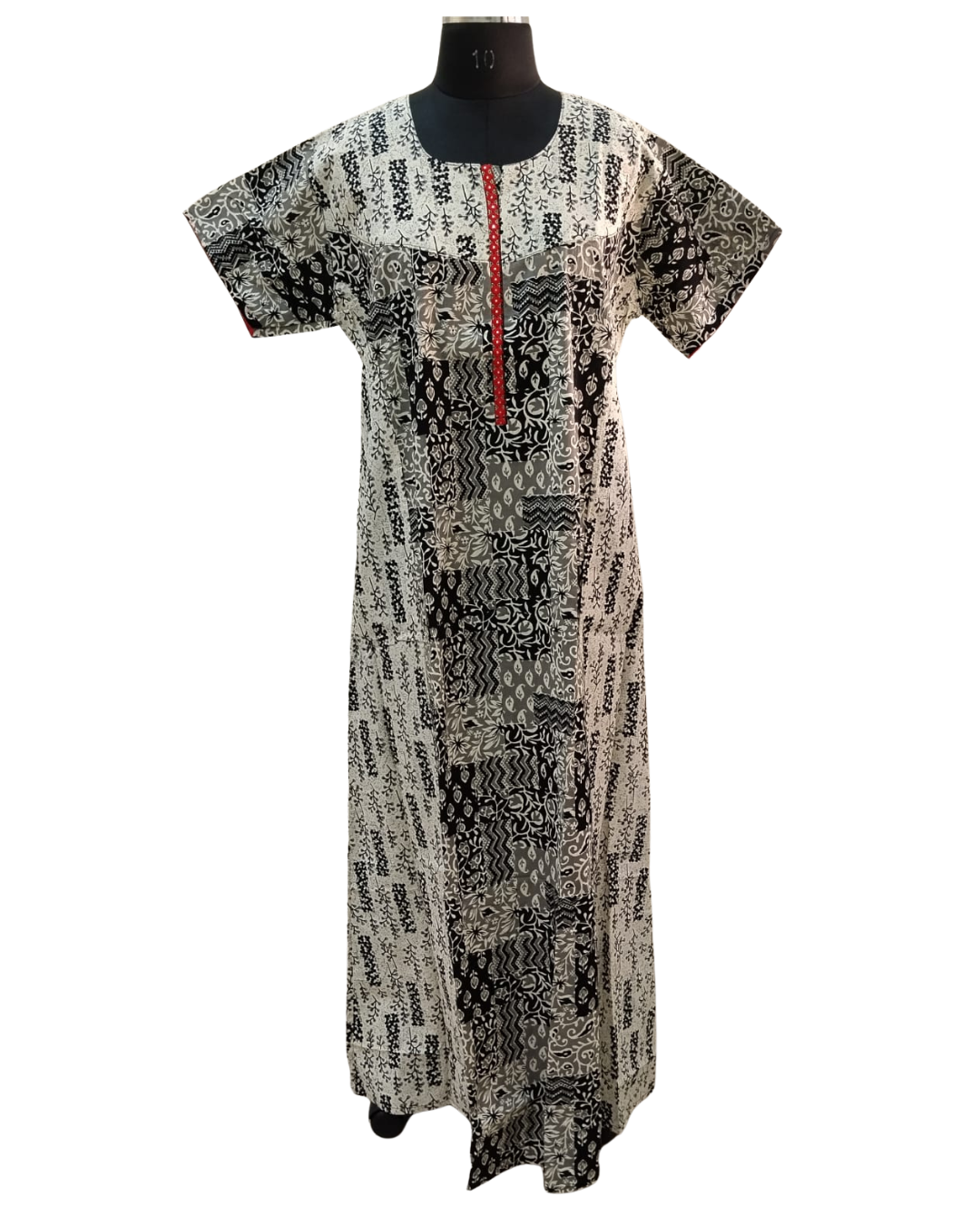 A - LINE NIGHTY XL- ABSTRACT PRINT - BLACK-CREAM COMBINATION - 650A06