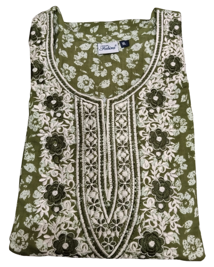 A - LINE NIGHTY XL - FLORAL PRINT - NAVY BLUE, PINK, RAMA-GREEN, MUSTARD & OLIVE-GREEN - 650 A07