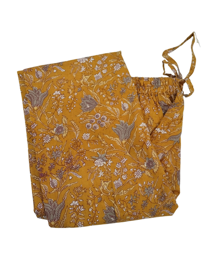 COTTON CAPRI SMALL CLUSTER FLORAL PRINT - MUSTARD - CAP01