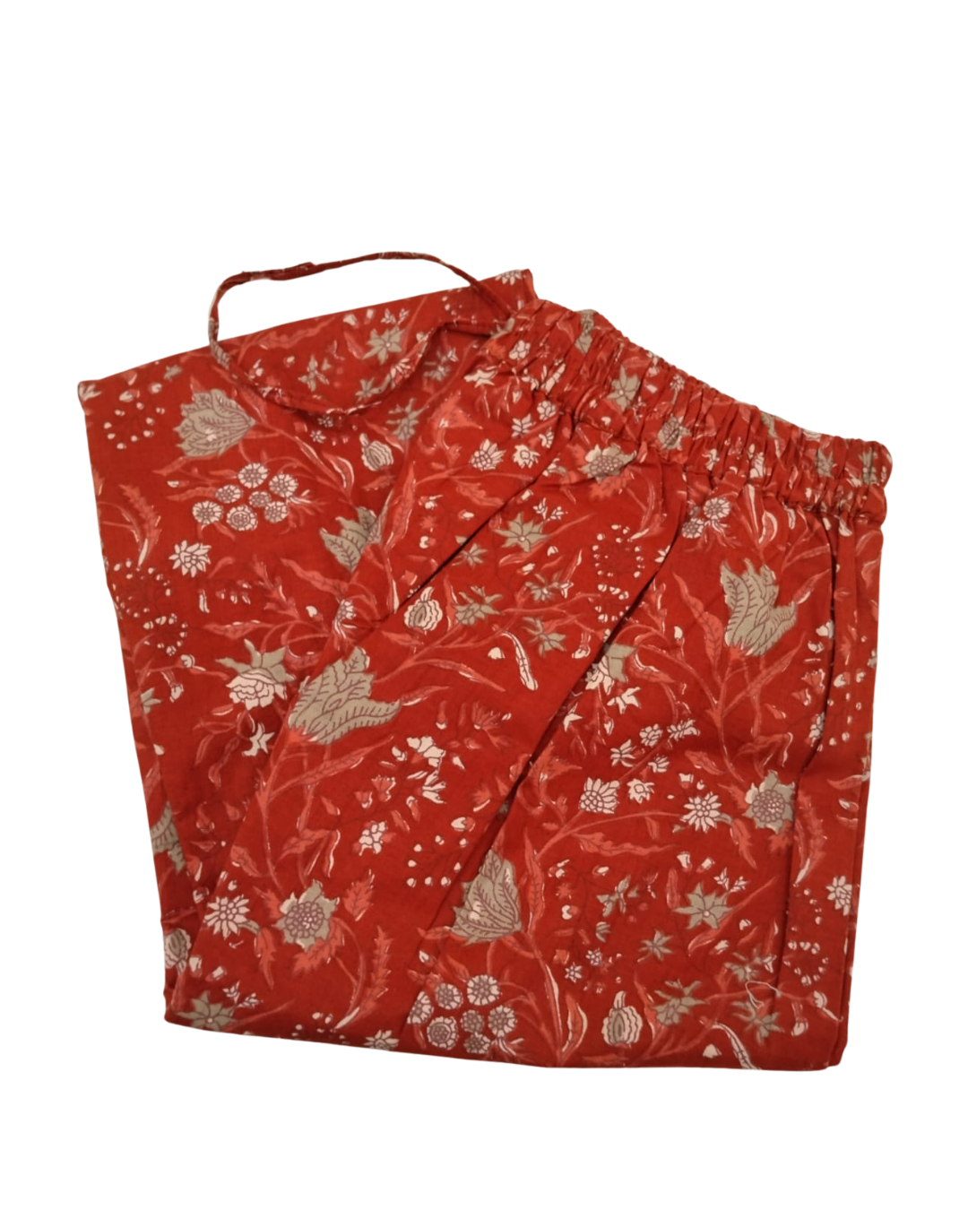 COTTON CAPRI SMALL CLUSTER FLORAL PRINT - RUST RED - CAP03