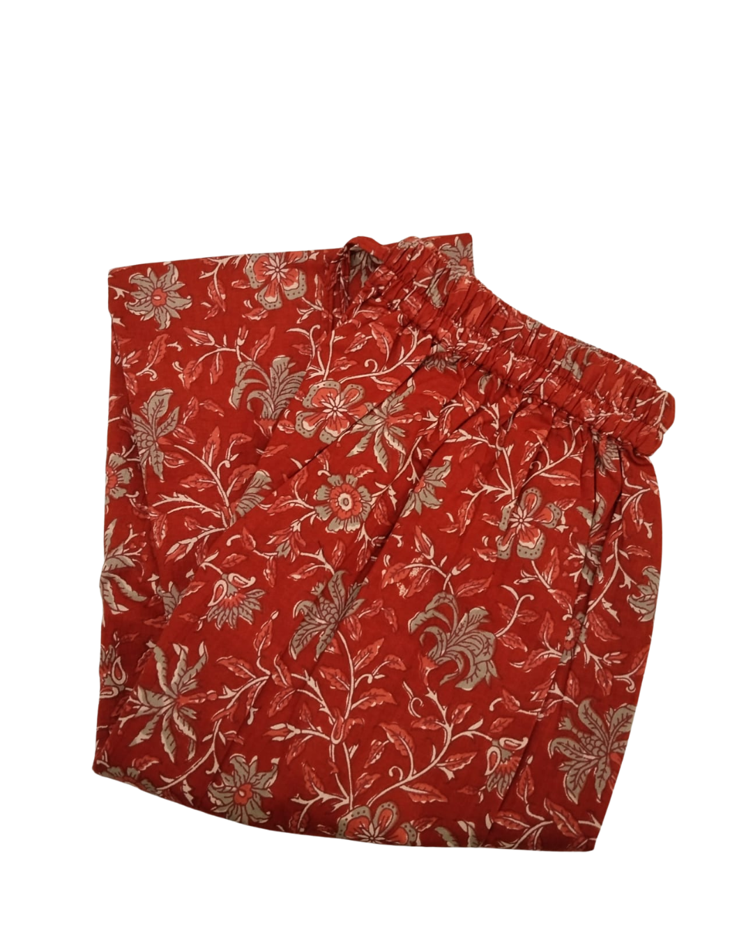 COTTON CAPRI OPEN FLORAL PRINT - RUST RED - CAP05