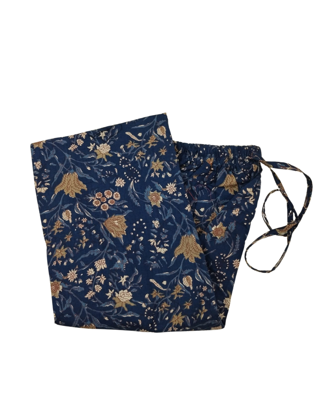 COTTON CAPRI SMALL CLUSTER FLORAL PRINT - NAVY BLUE - CAP08