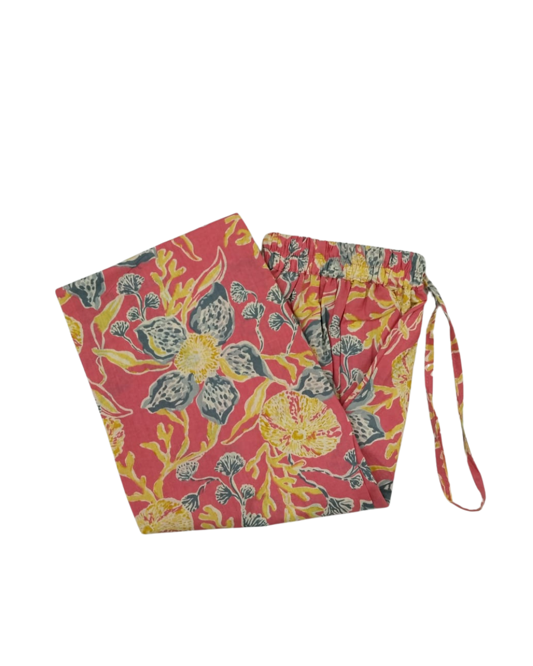 COTTON CAPRI BIG FLORAL PRINT - PINK - CAP11