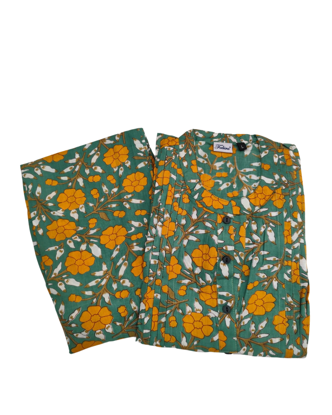 COTTON CORD SET - FLORAL BOTANICAL PRINT - GREEN - CS05