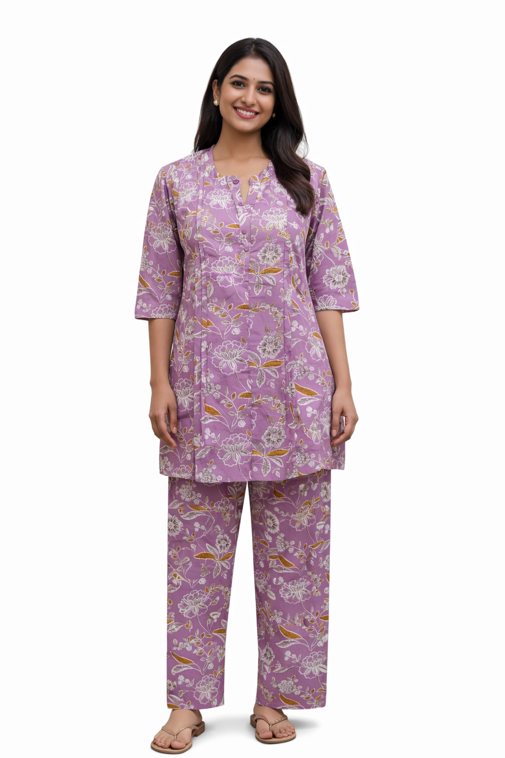 COTTON CORD SET - FLORAL VINE PRINT - LAVENDER - CS09