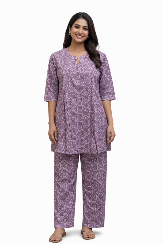 CORD SET - FLORAL FOILAGE PATTERN - LAVENDER - CS13