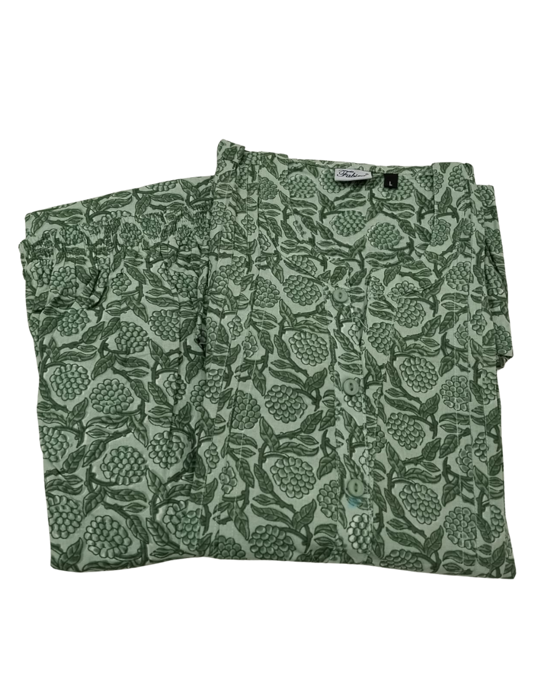 CORD SET - FLORAL FOILAGE PATTERN - OLIVE GREEN - CS14