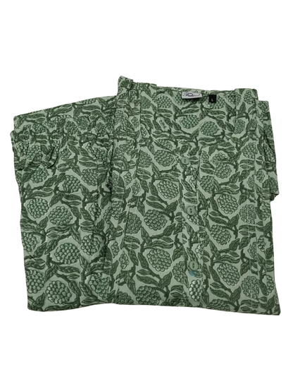 CORD SET - FLORAL FOILAGE PATTERN - OLIVE GREEN - CS14