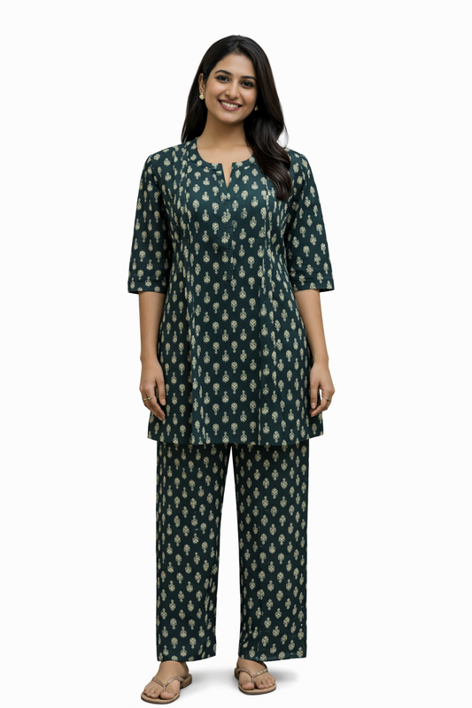 CORD SET - MOTIF PATTERN - BOTTLE GREEN - CS15