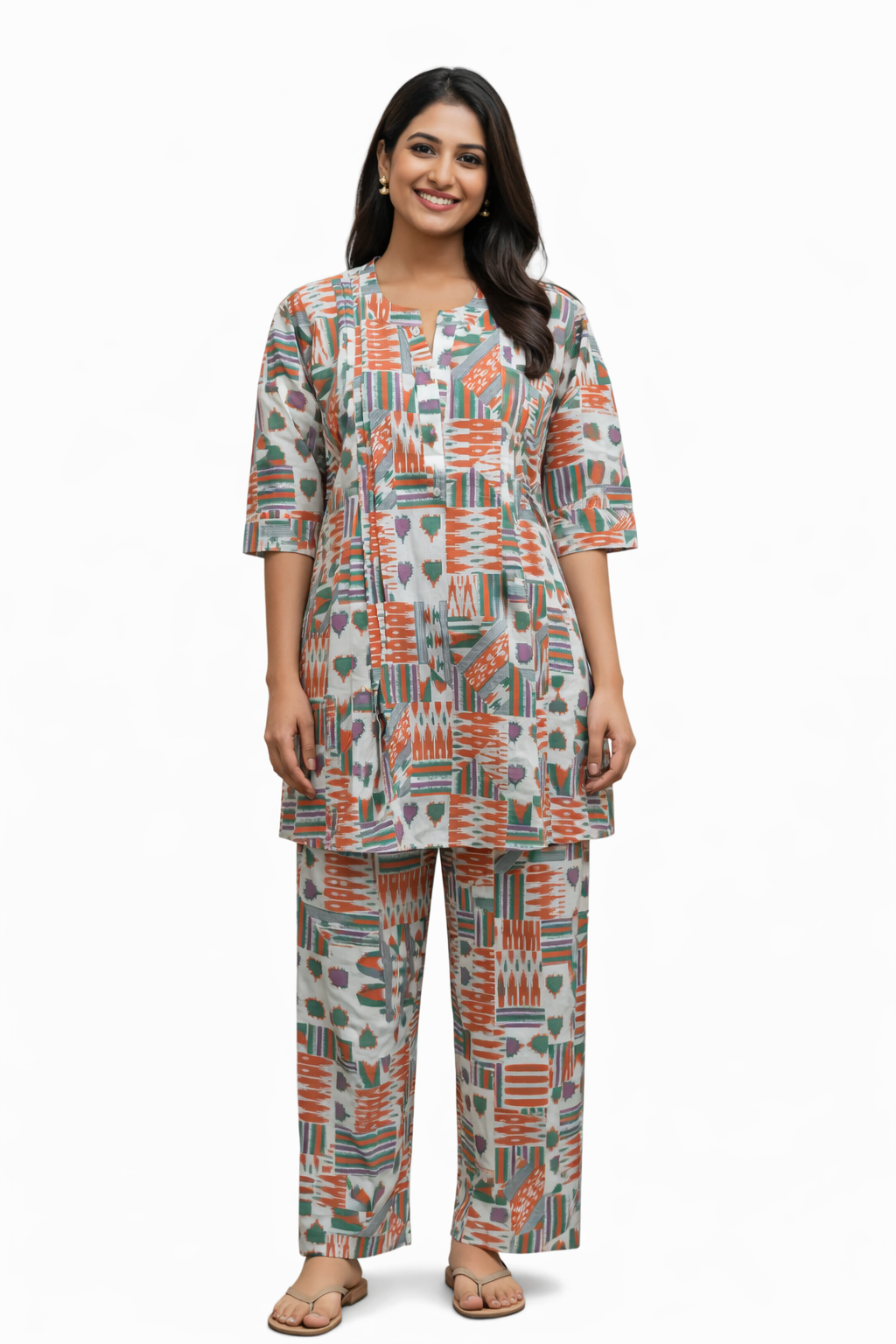 CORD SET - GEOMETRIC PRINT PATTERN - CREAM - CS16