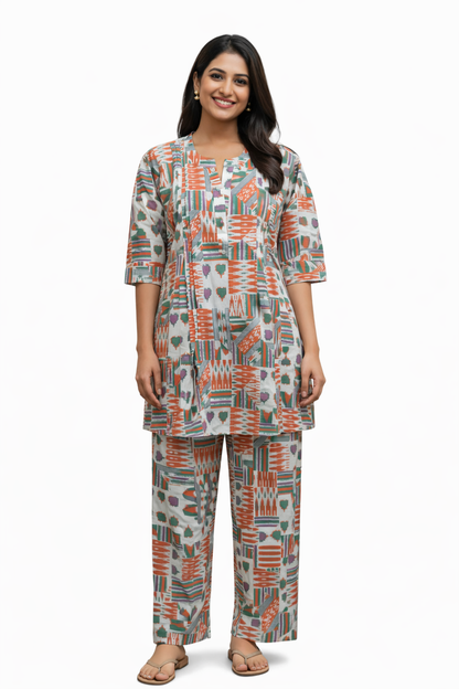 CORD SET - GEOMETRIC PRINT PATTERN - CREAM - CS16